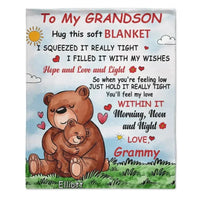 Personalized Name Blanket - To My Grandson Blanket, Bear Blanket, Mother Day Gift Blanket - Joliny