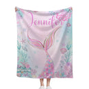 Personalized Name Mermaid Kids Blanket For Girls - Joliny