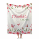 Personalized Name Pink Flower Blanket - Joliny
