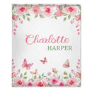 Personalized Name Pink Flower Blanket - Joliny