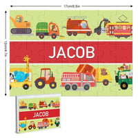 Personalized Name Puzzle for Kids, Animals Trucks - Joliny