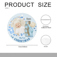Personalized Newborn Gift Baby First Xmas Photo Acrylic Circle Ornament - Joliny