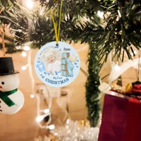 Personalized Newborn Gift Baby First Xmas Photo Acrylic Circle Ornament - Joliny