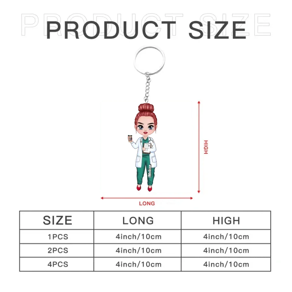 Personalized Nurse Character Keychain - Gift For Nurse