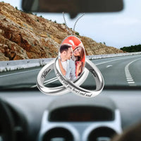 Personalized Photo Couple Silver Rings Acrylic Ornaments - Joliny