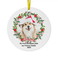 Personalized Photo Custom Round Shaped Christmas Ornament For Pet Lovers - My First Christmas With My Forever Family - Joliny