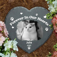 Personalized Photo Heart Shape Memorial Garden Stone - Forever In Our Hearts - Joliny