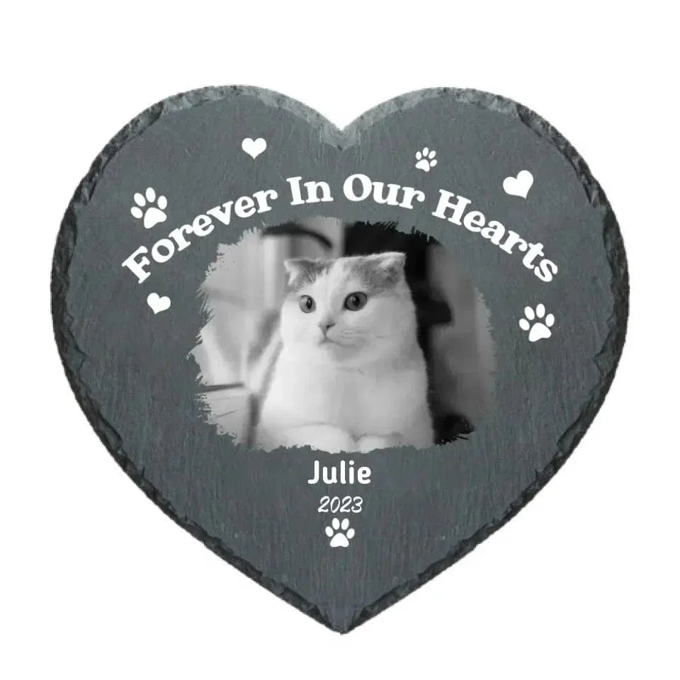 Personalized Photo Heart Shape Memorial Garden Stone - Forever In Our Hearts - Joliny