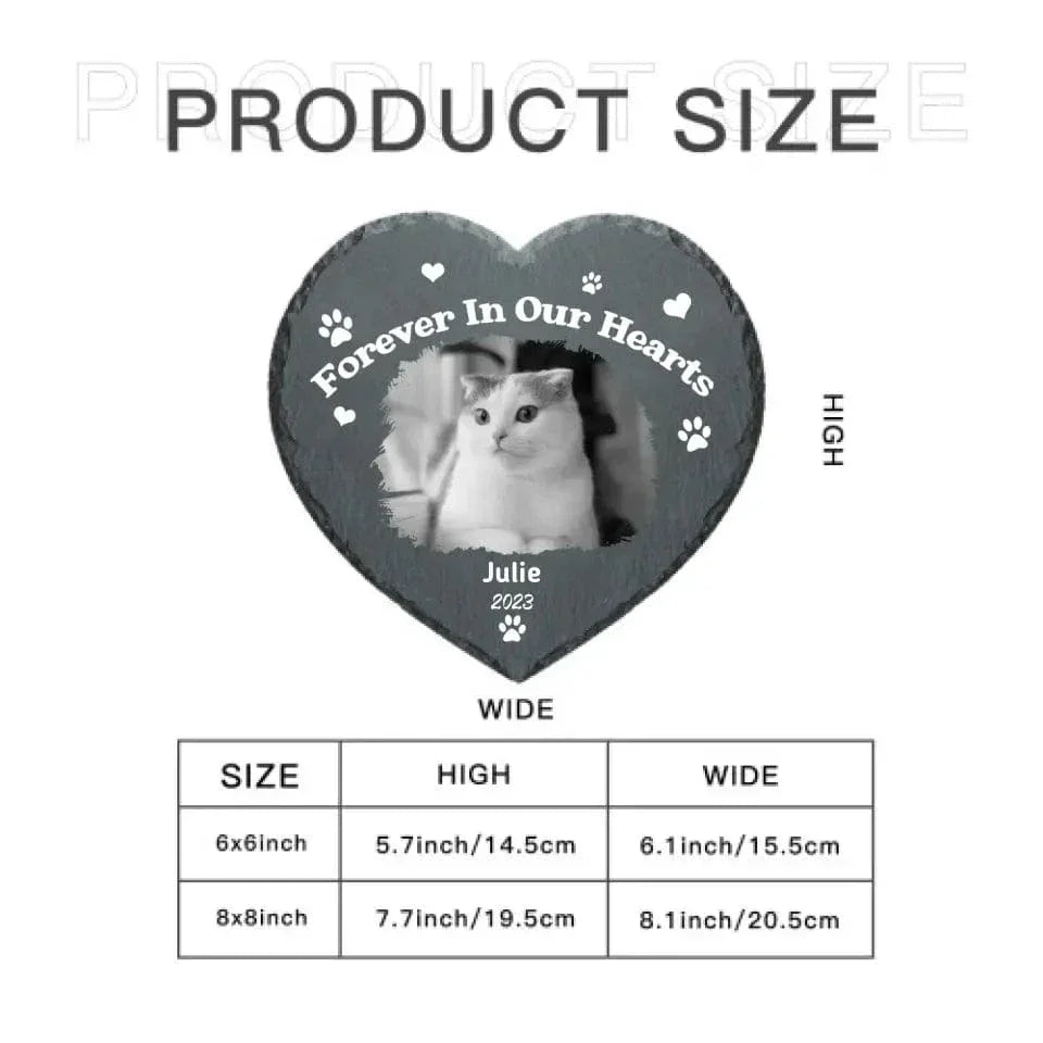 Personalized Photo Heart Shape Memorial Garden Stone - Forever In Our Hearts - Joliny