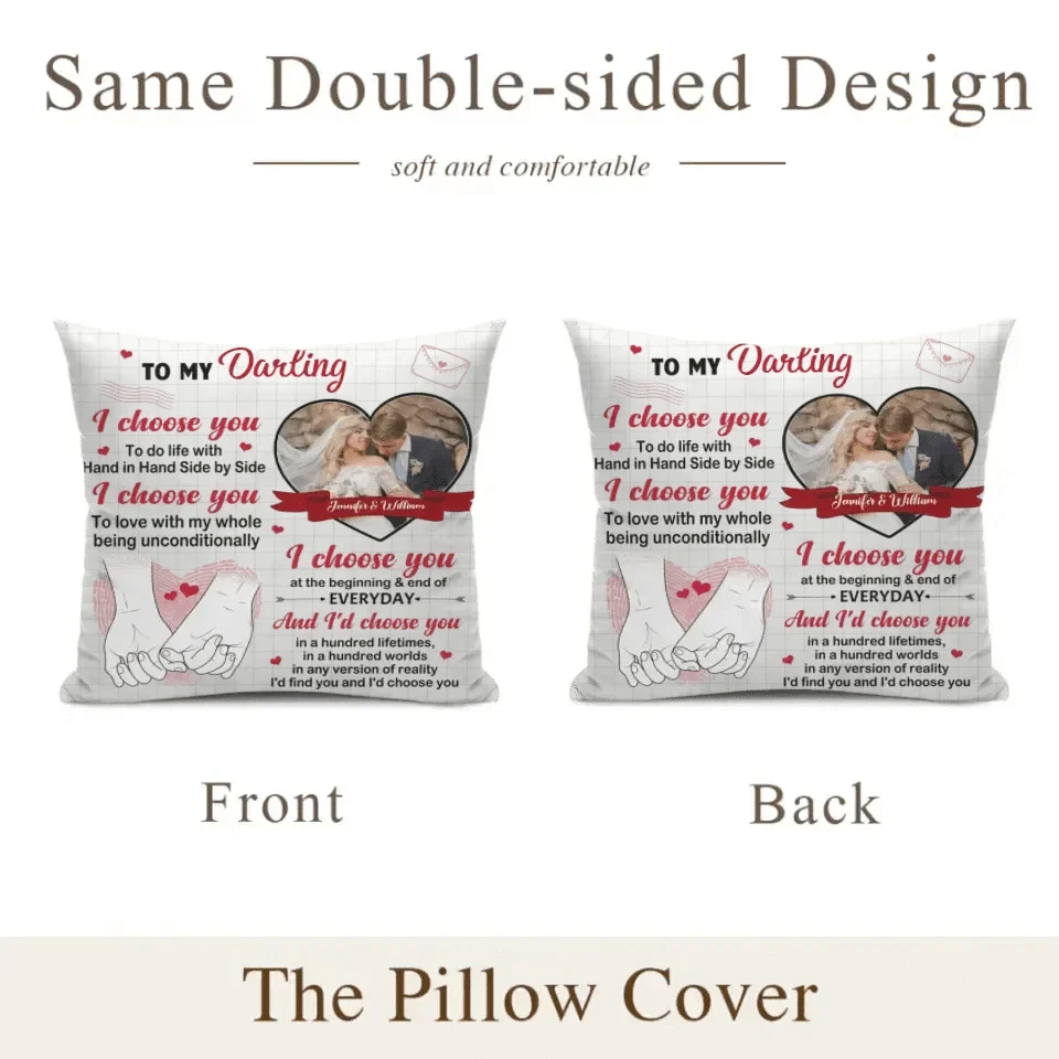 Personalized Pillow Custom Photo - I Choose You Of The Beginning - Gift For Couples - Joliny