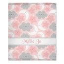 Personalized Pink Blue Moon Stars Clouds Baby Blanket - Joliny