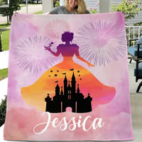 Personalized Princess Blanket for Girls - Pink Room Decor - Joliny
