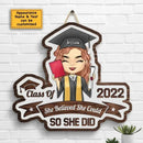 Personalized Shaped Wood Door Sign - She Believed She Could - Graduation Gift - Joliny