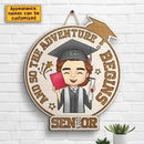 Personalized Shaped Wood Sign - The Adventure Begins - Graduation Gift - Joliny