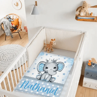 Personalized Sitting Elephant Animal Name Blanket, Gift For Kids - Joliny