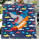 Personalized Skateboard Sunglasses Shark Name Blanket - Joliny