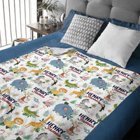 Personalized Smiling Animals Name Blanket - Joliny