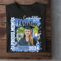 Personalized T-shirt - Graduation Keepsake Gift - Watercolor Proud Mom Dad Of A 2024 Graduate Photo - Joliny