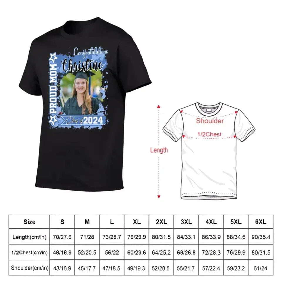 Personalized T-shirt - Graduation Keepsake Gift - Watercolor Proud Mom Dad Of A 2024 Graduate Photo - Joliny