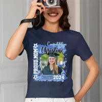 Personalized T-shirt - Graduation Keepsake Gift - Watercolor Proud Mom Dad Of A 2024 Graduate Photo - Joliny
