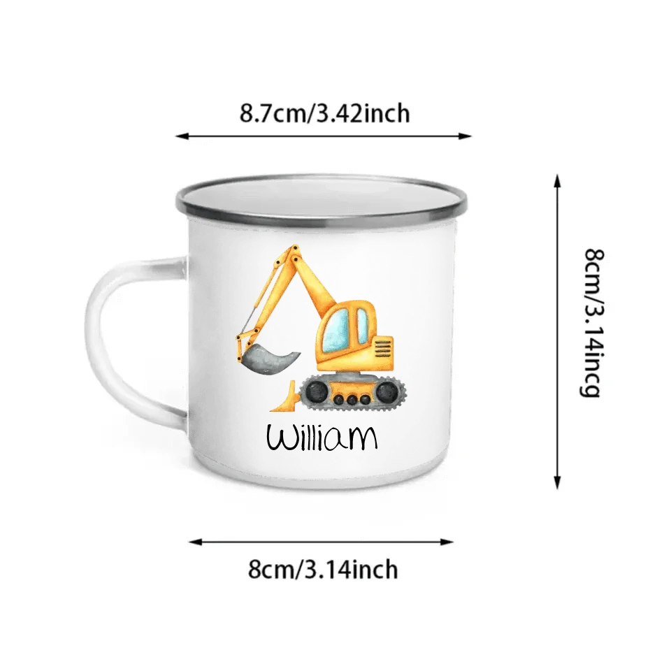 Personalized Truck Train Airplane Vehicles / Dinosaur Mug for Kids - Hot Chocolate / Milk Mug - Joliny