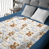 Personalized Watercolor Teddy Bear Swaddle Blanket - Joliny