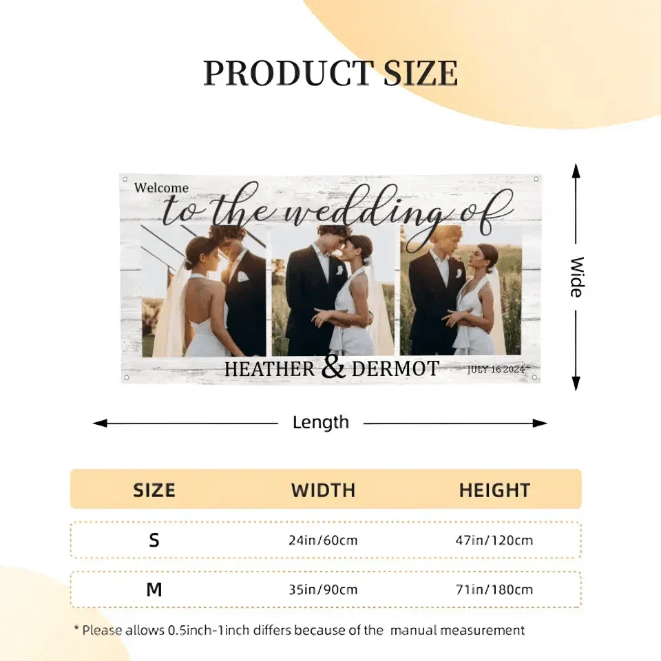 Personalized Wedding Welcome Backdrop Banner, Anniversary Decoration - Joliny
