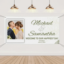 Personalized White Wedding Banner With Custom Photo And Name - Joliny