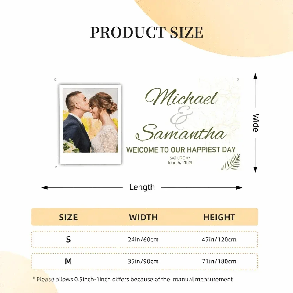 Personalized White Wedding Banner With Custom Photo And Name - Joliny