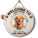 Personalized Wood Door Sign - Custom Photo Welcome To My House - Gift For Pet Lovers - Joliny