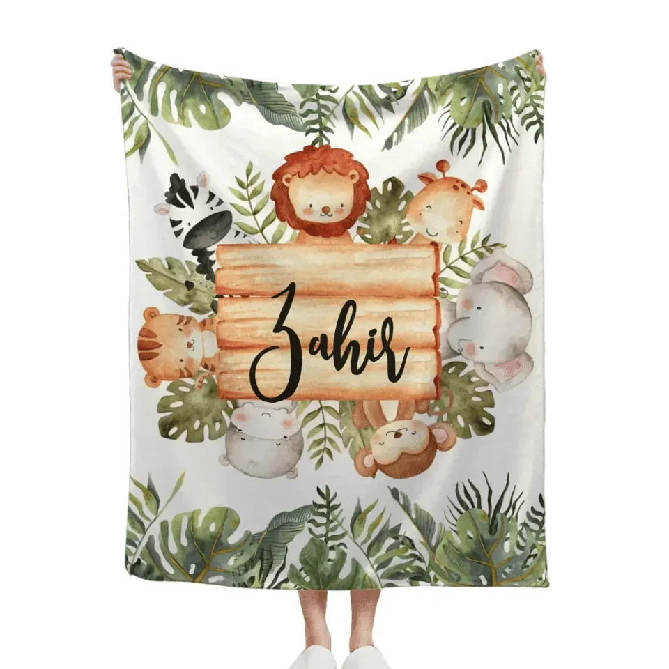 Personalized Woodland Baby Blanket, Customized Name Blanket, Gift for Baby