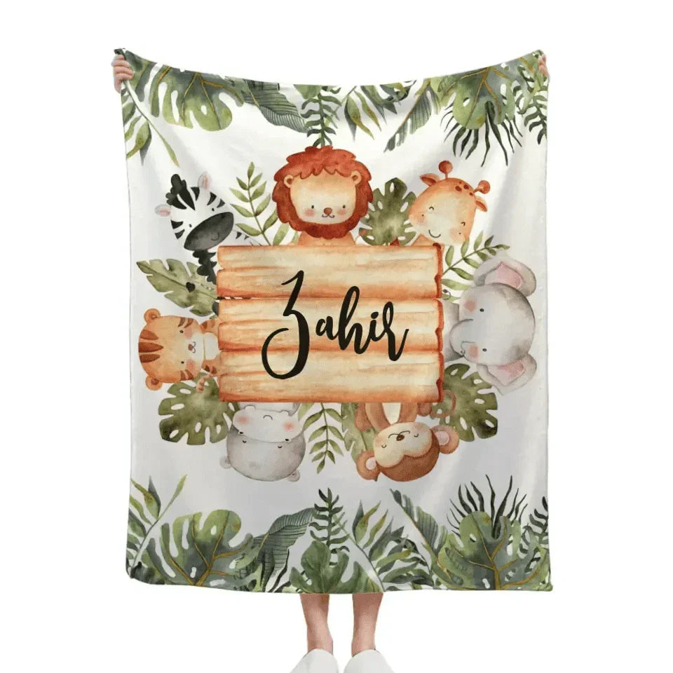 Personalized Woodland Baby Blanket, Customized Name Blanket, Gift for Baby