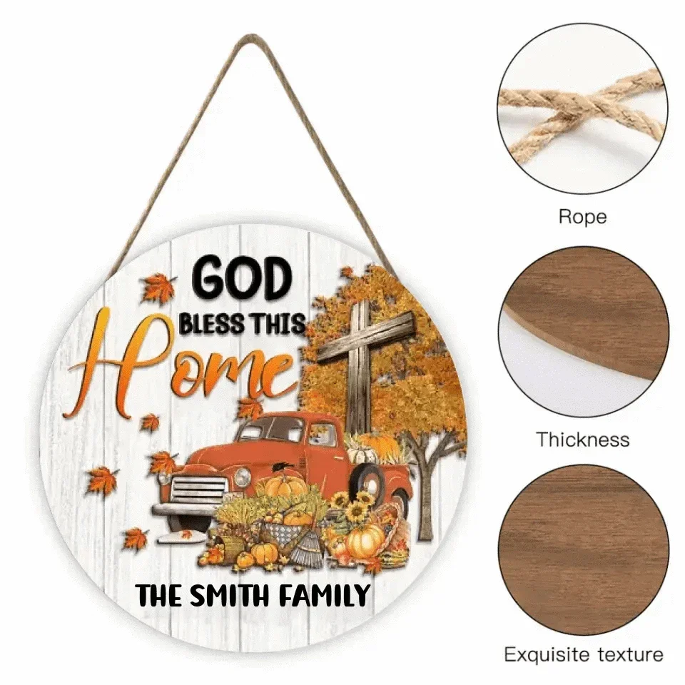 Personalzied Costom Wooden Sign - God Bless This Home - Joliny