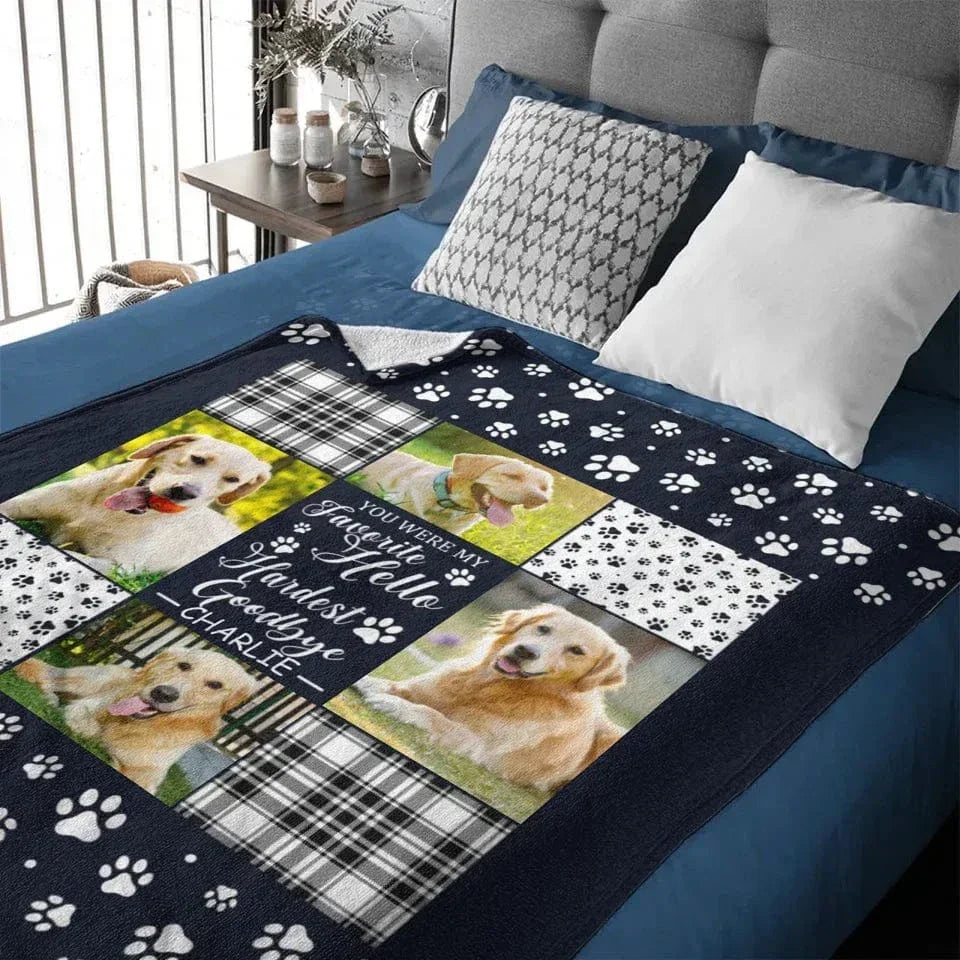 Pet Memorial Blanket - Name And Photo Custom Pet Paw Print Personalized Text Blanket - A Gift For Pet,Pet Lovers - Joliny