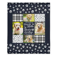 Pet Memorial Blanket - Name And Photo Custom Pet Paw Print Personalized Text Blanket - A Gift For Pet,Pet Lovers - Joliny