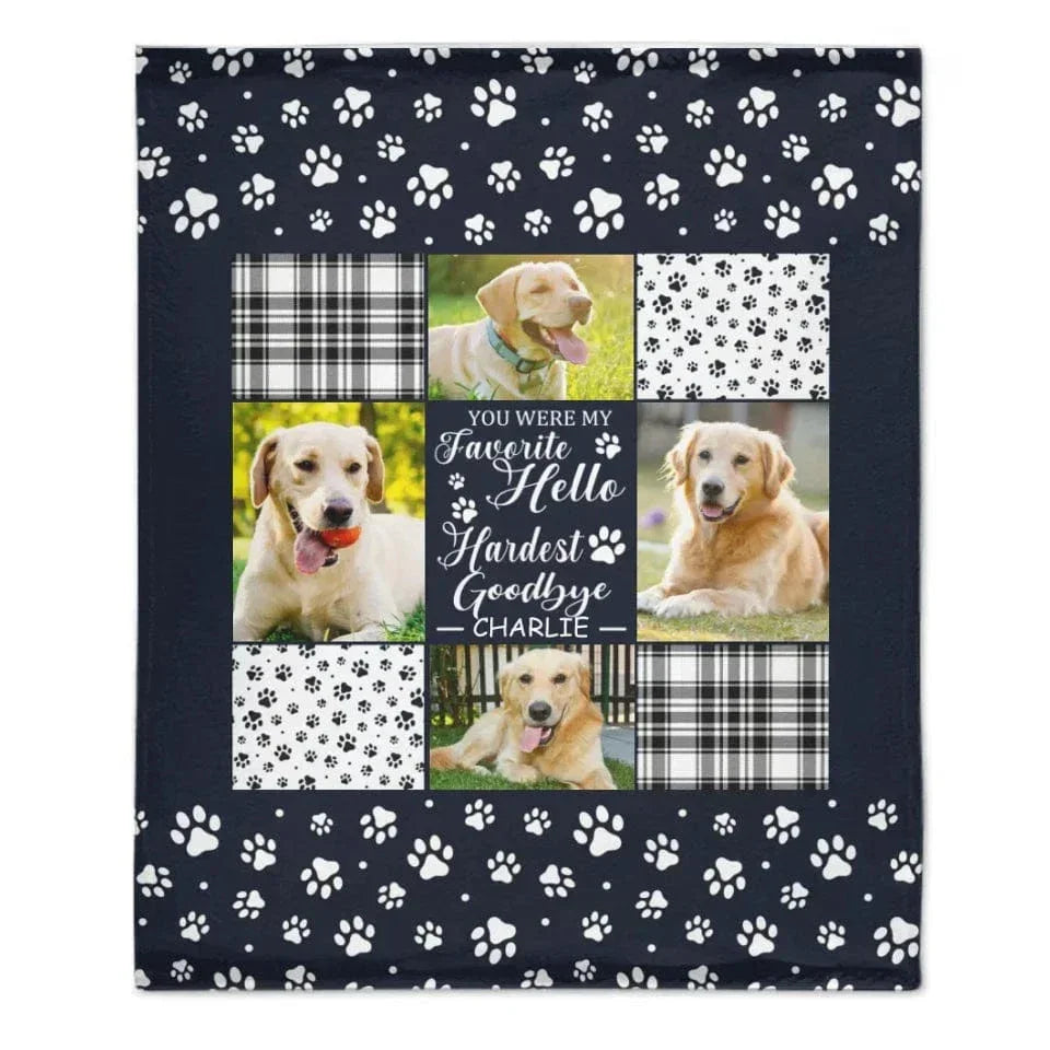Pet Memorial Blanket - Name And Photo Custom Pet Paw Print Personalized Text Blanket - A Gift For Pet,Pet Lovers - Joliny