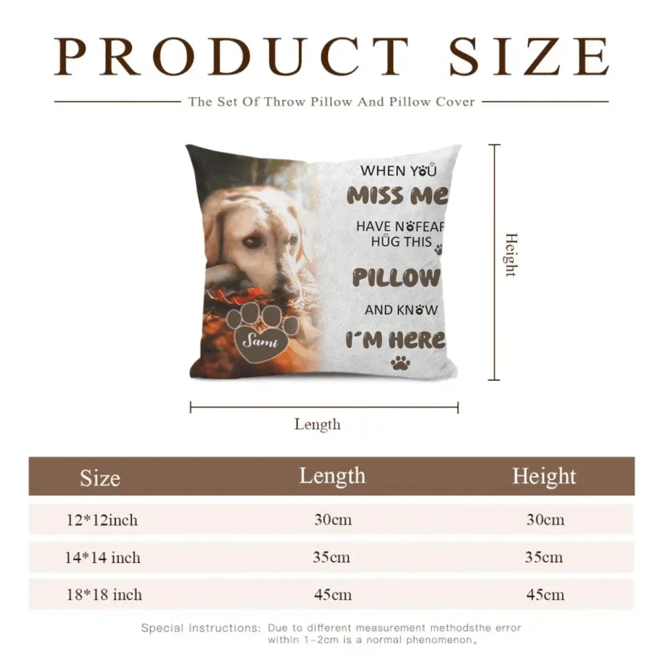 Pet Memorial Custom Photo Pillow - Personalised Pet Photos And Names Pillow - A Gift For Pet lovers,Pet Owners - Joliny