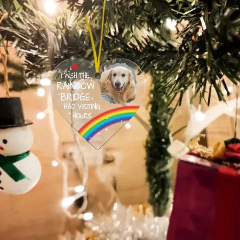 Pet Memorial Photo Inserted Personalized Acrylic Ornament - Wish Rainbow Bridge Had Visiting Hours - Joliny