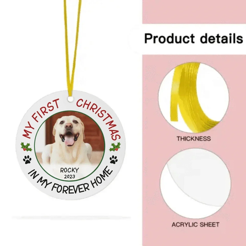 Pet Photo First Christmas - Personalized Acrylic Ornaments For Pet Lovers - Joliny
