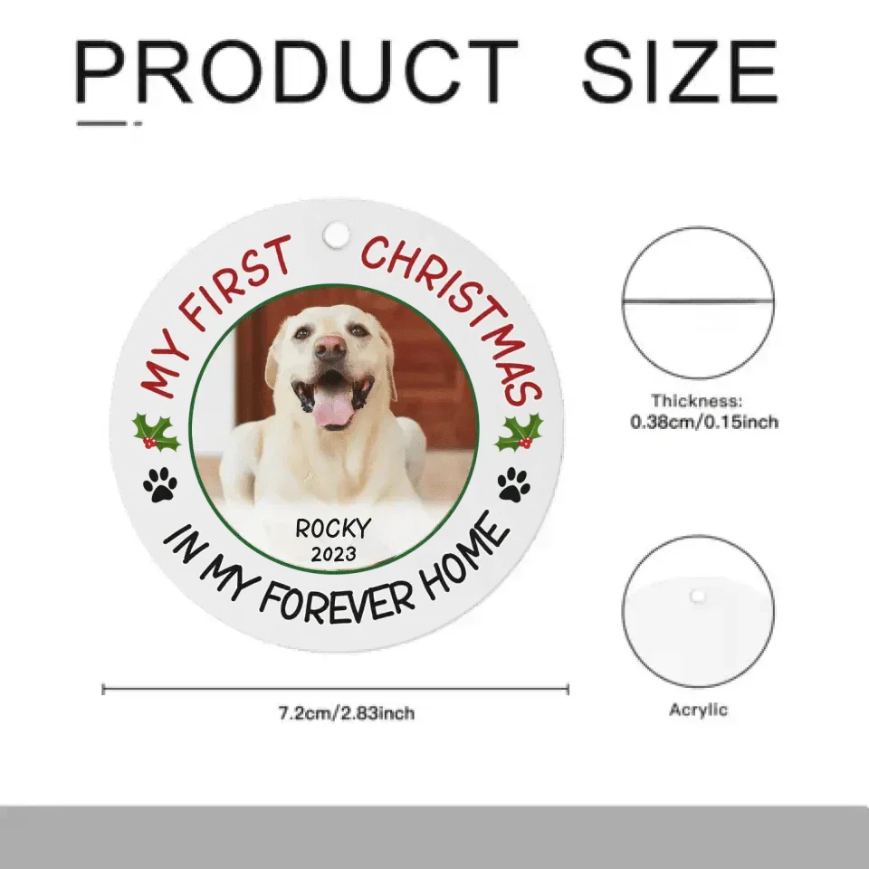 Pet Photo First Christmas - Personalized Acrylic Ornaments For Pet Lovers - Joliny