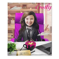 Photo Blanket, Girl in Suit with Photo, Customized Name Kids Blanket - Joliny