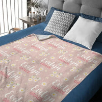Pink Daisy Name Blanket, Personalized Daisy Blanket, Gift For Baby Girl - Joliny
