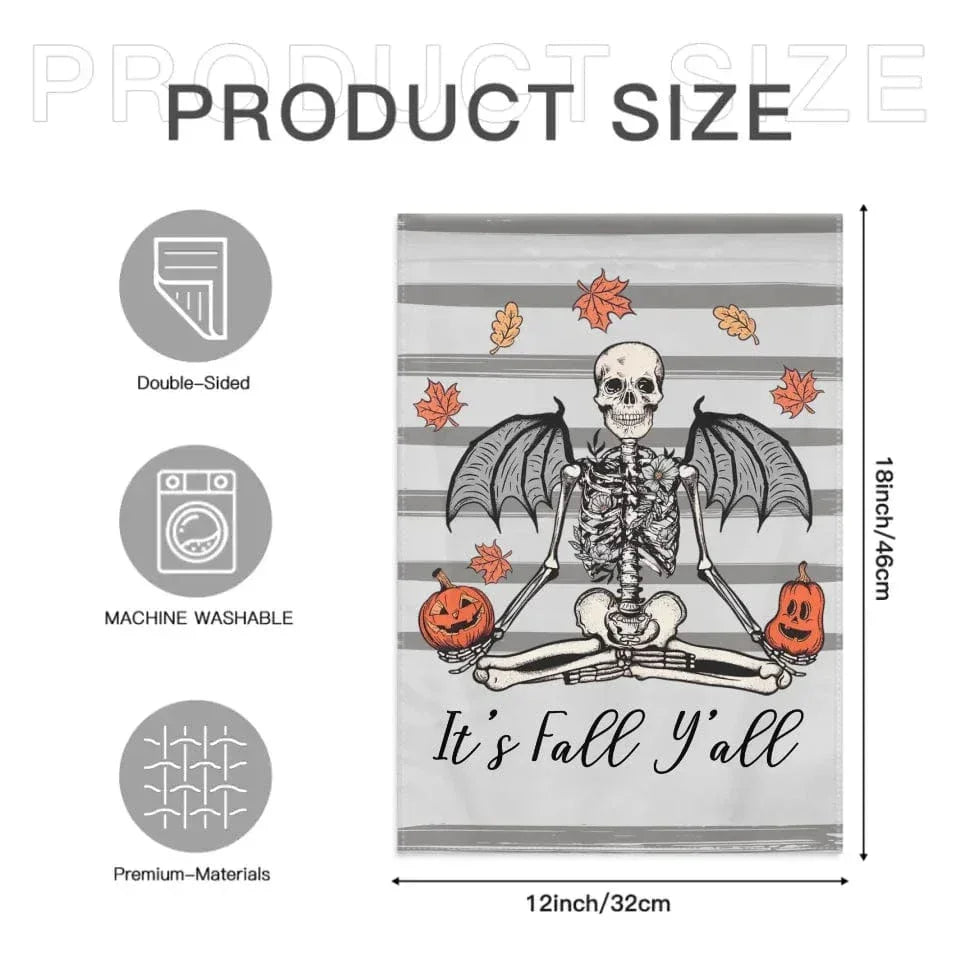 Pumpkin Skull - Scary Halloween Personalised Double Sided Flag - Gift For The Party - Joliny