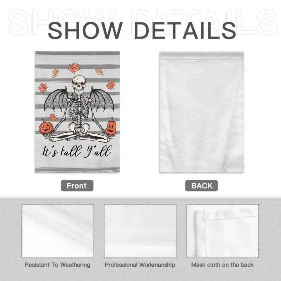 Pumpkin Skull - Scary Halloween Personalised Double Sided Flag - Gift For The Party - Joliny