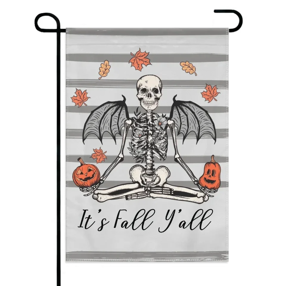 Pumpkin Skull - Scary Halloween Personalised Double Sided Flag - Gift For The Party - Joliny