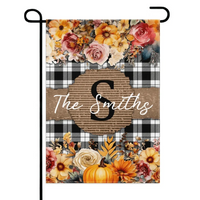 Pumpkins and Flowers - Personalised Halloween Double Sided Flag - Gifts for the Family - Joliny