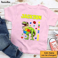 Puzzles and Dinosaurs - Personalized Name Colourful Graphic T-Shirt - A Gift for Child - Joliny