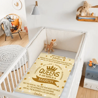 Queens Are Born In - Personalized Blanket Gifts For Girls Wife Mom Grandma... - Joliny
