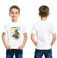 Ready to Crush Pre-K - Monster Truck Dinosaur Customisation Personalized Child's Name And School Year - A Gift for Child - Joliny