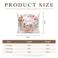 Red Flowers Safari Baby Animal Name Customized Pillow - Joliny